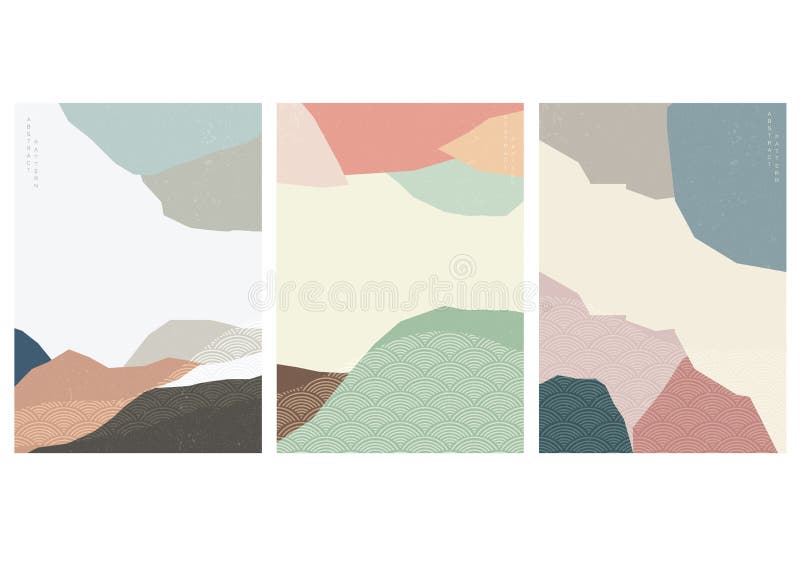 Abstract background with Japanese wave pattern vector. Landscape template. Asian graphics in vintage concept vector illustration