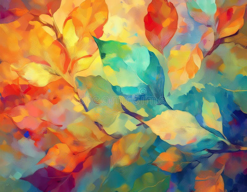 Abstract Background with Leaf Textures Layered Transparency Creating Depth Concept AI generated