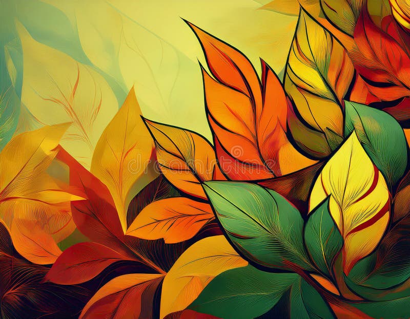 Abstract Background with Leaf Textures Layered Transparency Creating Depth stock photo