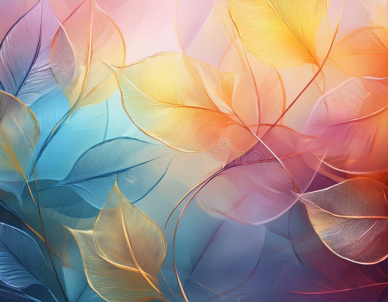Abstract Background with Leaf Textures Layered Transparency Creating Depth stock photo