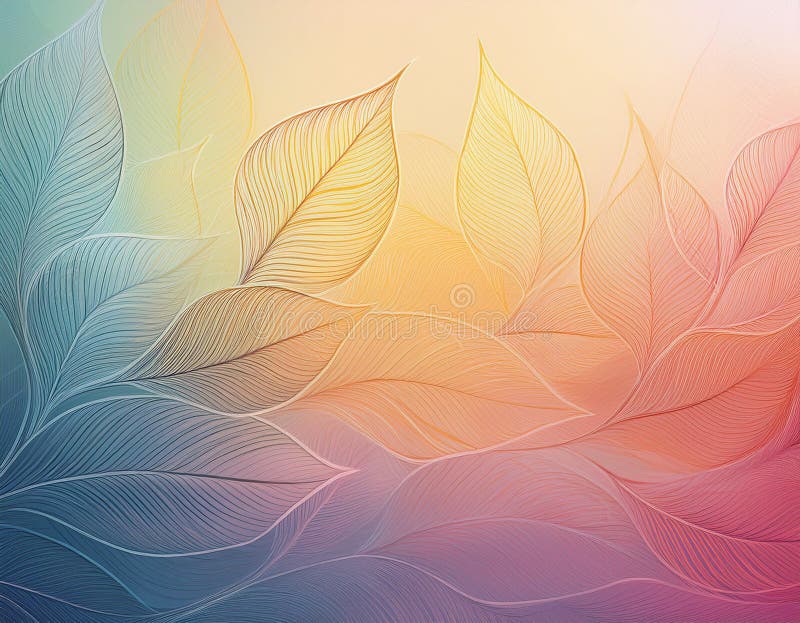 Abstract Background with Leaf Textures Layered Transparency Creating Depth stock photo