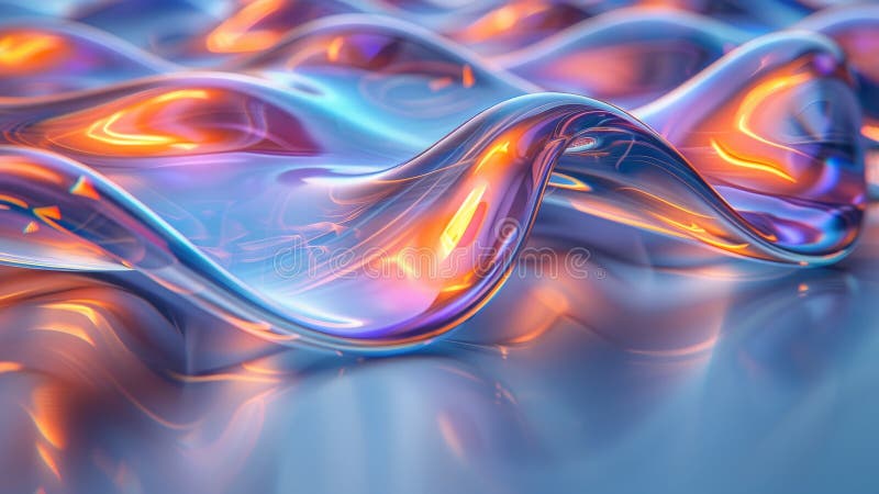 Abstract background with light effects, pastel colors curved lines and blurred details high resolution futuristic style digital. Ultraviolet holographic texture AI generated