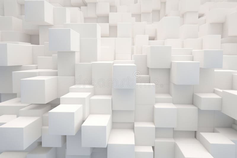 Abstract background made of white cubes. 3d render, 3d illustration royalty free illustration