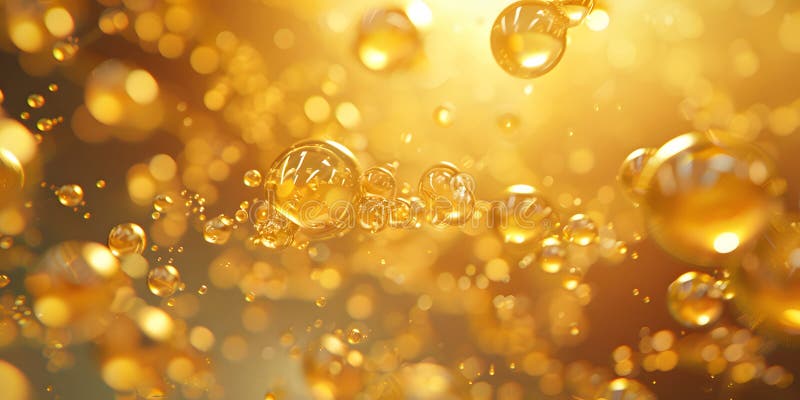 Abstract background with many yellow molecules. 3d rendering. molecular structure. golden molecules vector illustration