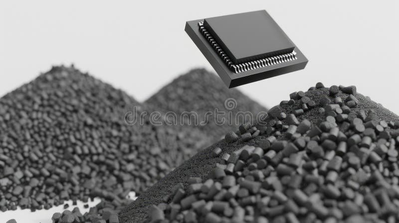 Abstract background with microchips and electronics symbolizing technology and innovation. AIG53M. Hightech microchip components floating in a blurred background, symbolizing advanced technology and innovation. AIG53M AI generated