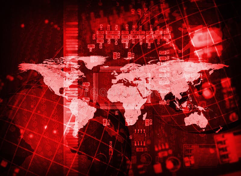 Abstract background: microcircuit and world map vector illustration Abstract background: microcircuit and world map vector illustration