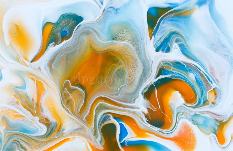 Abstract Background Mixing Bright Acrylic Paints, Fluid Art Stock Image