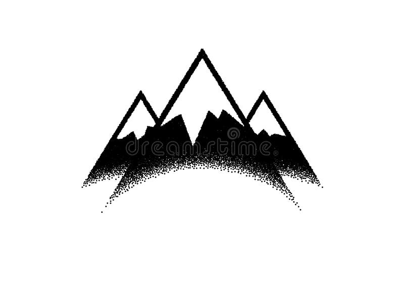 Vector Mountains Clipart Set of 2 PNG Instant Download Digital Dotwork Illistration