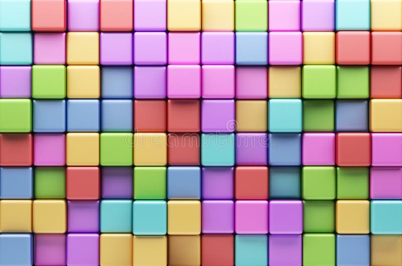 Abstract background of multi-colored cubes. 3D Illustration. Abstract background of multi-colored cubes. 3D Illustration