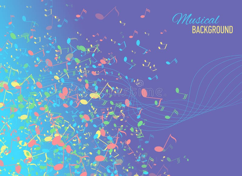 Abstract Background with Music Key and Notes Stock Vector