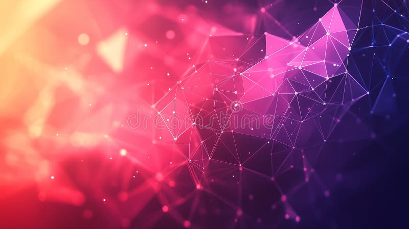 Abstract background with network of lines connecting dots forming triangles and polygons stock illustration