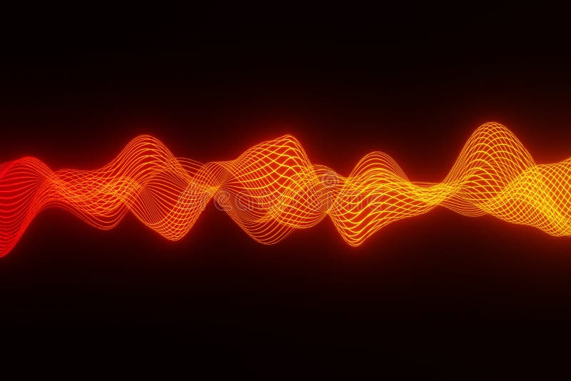 Abstract background orange Audio wave heart beat 3d rendering