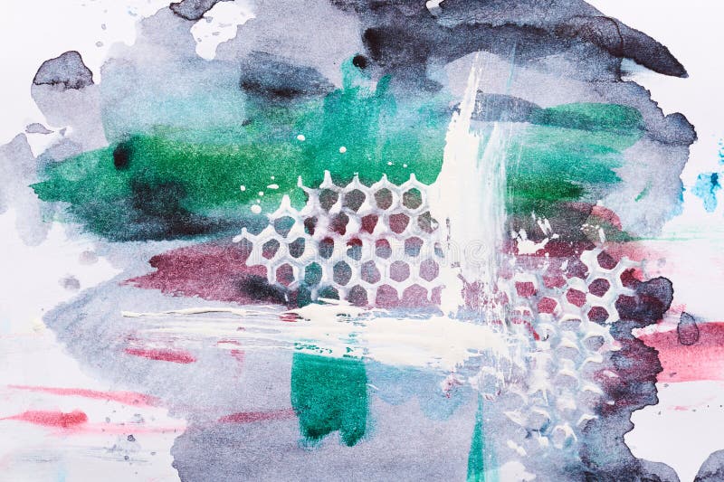 Abstract background, paint blots and stains on white paper royalty free illustration