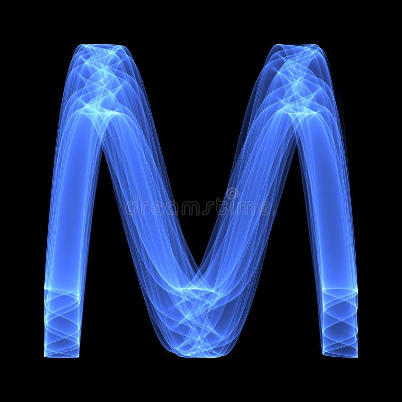Abstract Background Pattern. Bright Blue Letter M On The