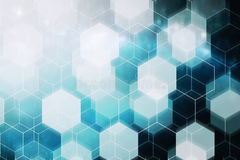 Abstract background from pattern of double exposure of hexagon shape with light. Science and technology backdrop in blue color vector illustration Abstract background from pattern of double exposure of hexagon shape with light. Science and technology backdrop in blue color vector illustration