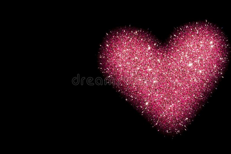 Abstract Background with Pink Heart Isolated on Black, Shiny Heart with  Glitter Effect Stock Image - Image of explosion, holiday: 167891609