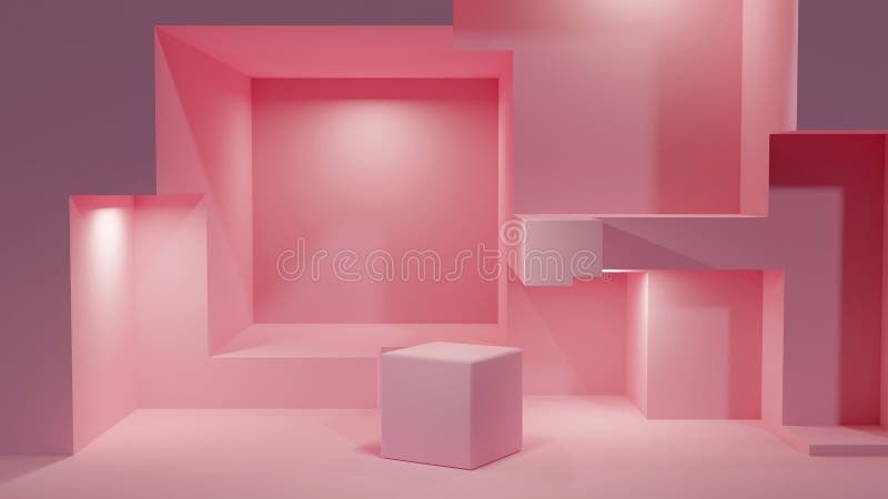 Background of Pink Stand for Product Presentation Withe Minimal Shape ...