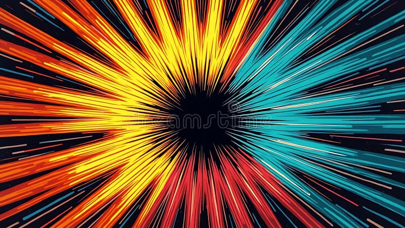 Abstract background with radial lines emanating from a central point in vibrant colors royalty free illustration
