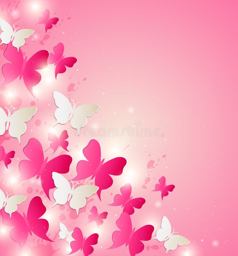 Abstract Background with Red and White Butterflies Stock Vector ...