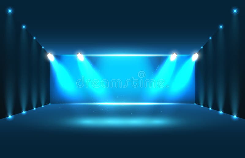 Background of Room Theater with Blue Stage Light Stock Illustration -  Illustration of entertainment, party: 162200536