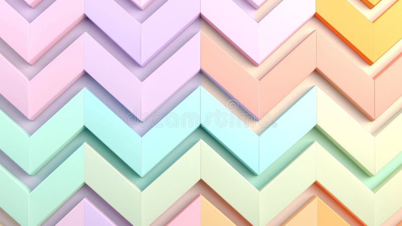 Abstract background with a seamless pattern of pastel colored chevrons creating a sense of depth and texture. The stock photography