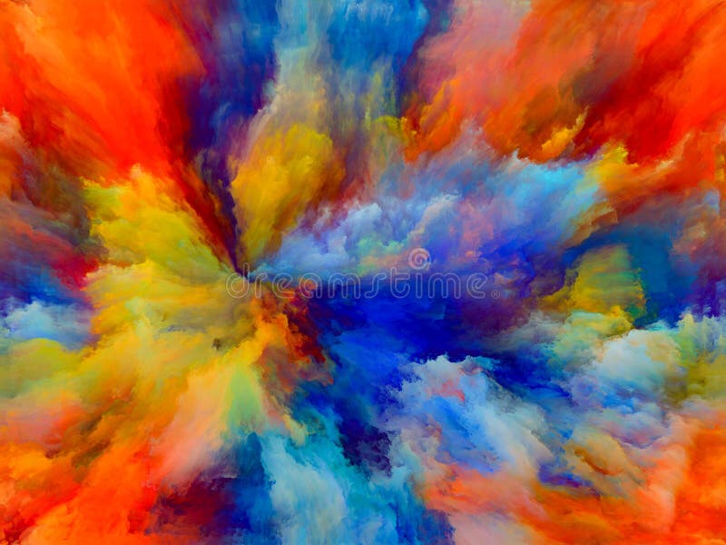 Magic of Paint. Abstract Background series. Composition of Color and movement on canvas suitable as a backdrop for the projects on art, creativity and imagination