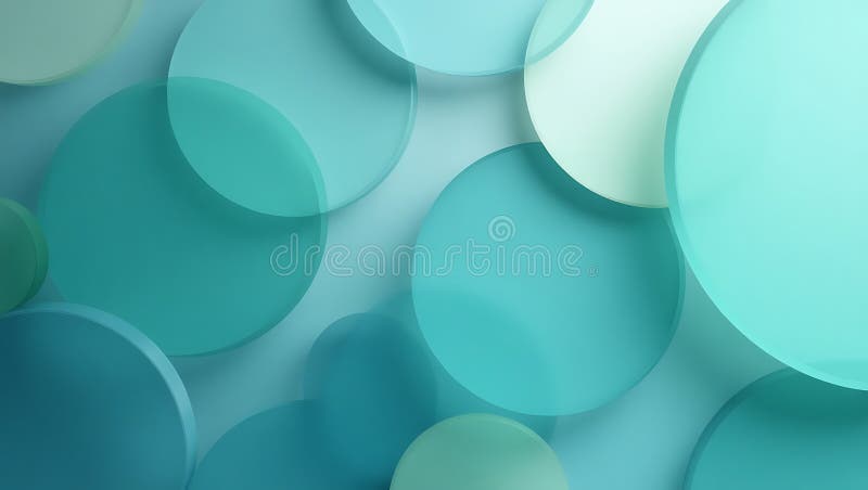 Abstract background of teal and light green circles overlapping in a soft composition vector illustration