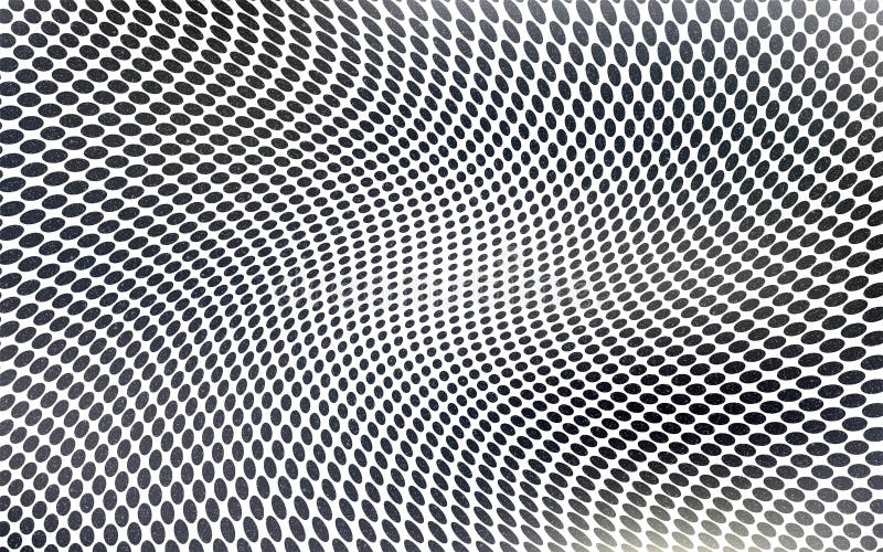 Vector Abstract Twisting Black and Grey Gradient Halftone Dots Pattern in White Background vector illustration