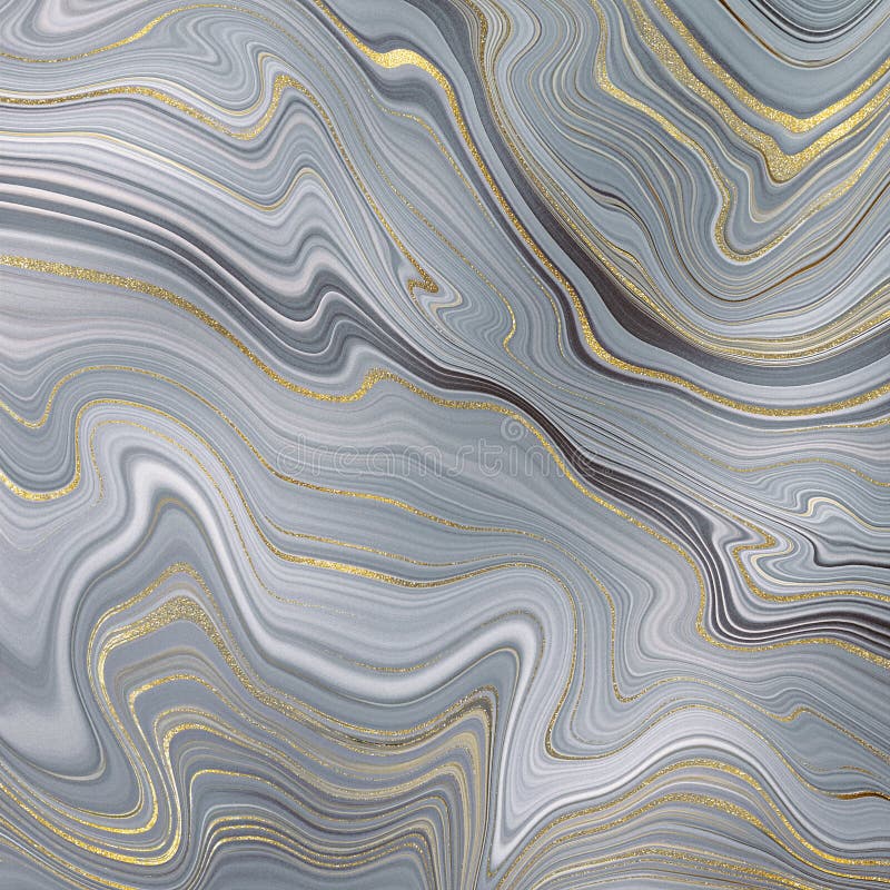 Abstract background, texture of grey marble with gold veins, artistic marbling illustration, artificial fashionable stone, marbled