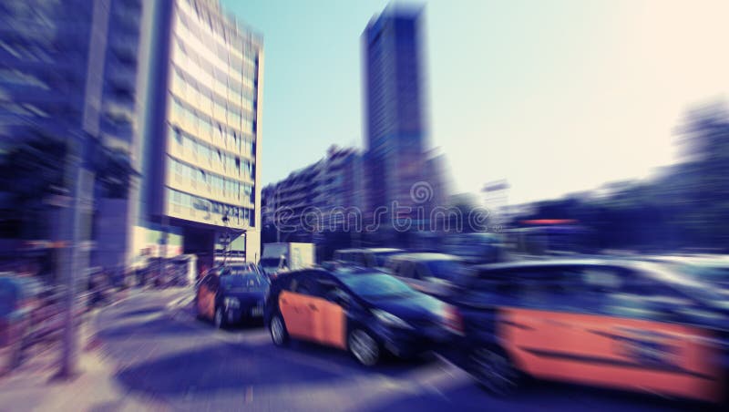 Abstract background. Traffic blur motion in modern city - rush