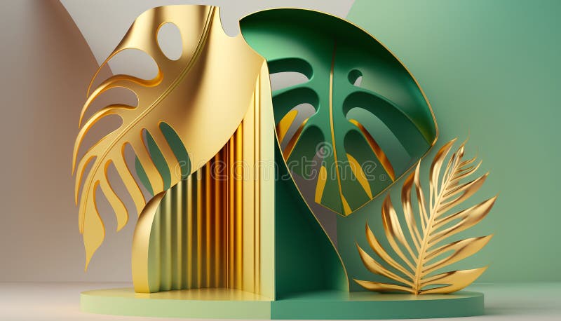 Abstract background with tropical leaves. 3d rendering, 3d illustration. vector illustration
