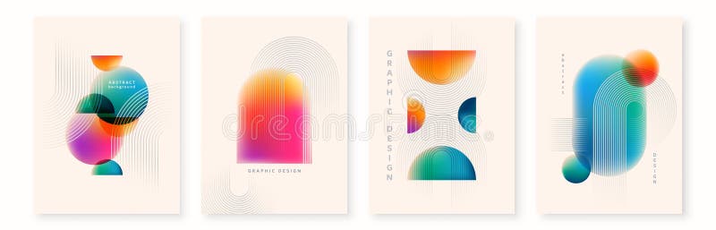 Abstract background vector illustration. Pattern design with graphic shapes, line elements, bright gradient color stock illustration