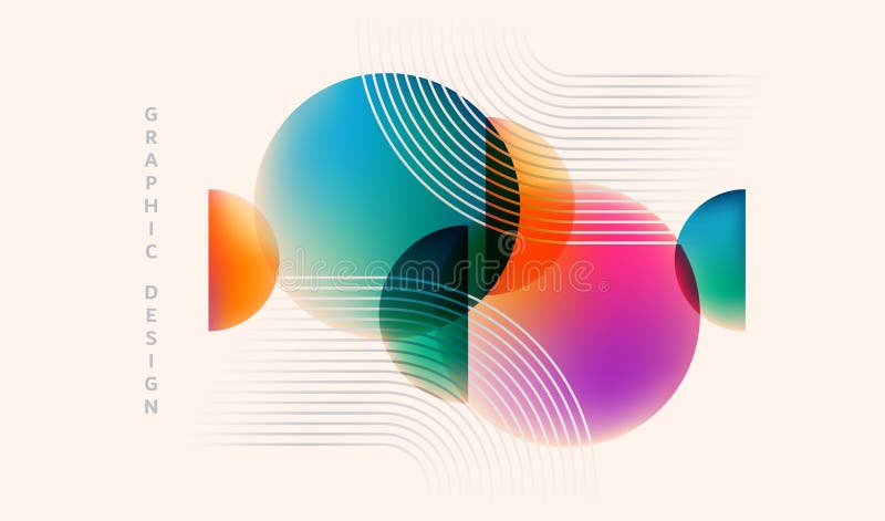 Abstract background vector illustration. Pattern design with graphic shapes, line elements, bright gradient color vector illustration