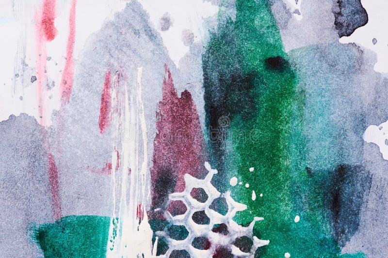 Abstract background, watercolor paint blots and stains on white paper royalty free illustration