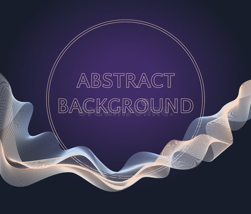 Abstract background with wavy thin lines in purple and pink colors. Visualization of movement, dynamics vector illustration