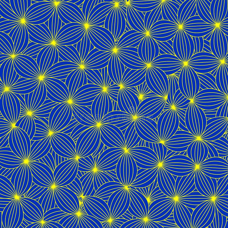 Abstract background in zen art style, blue flowers with yellow c stock illustration Abstract background in zen art style, blue flowers with yellow c stock illustration