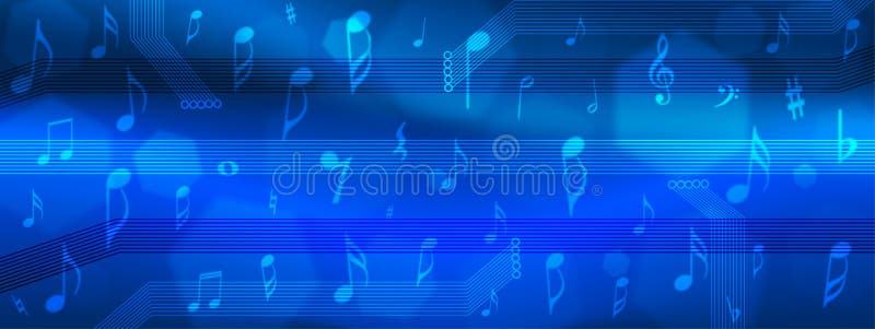 Vector Abstract Blurry Music Notes and Electronic Elements in Shining