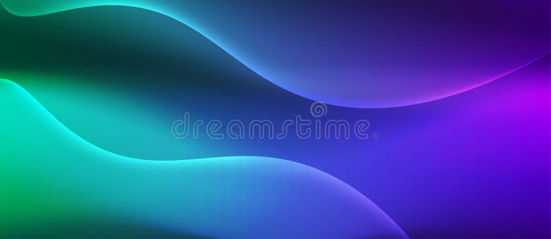 Vector Abstract Curves in Dark Purple, Blue and Green Gradient Background Banner