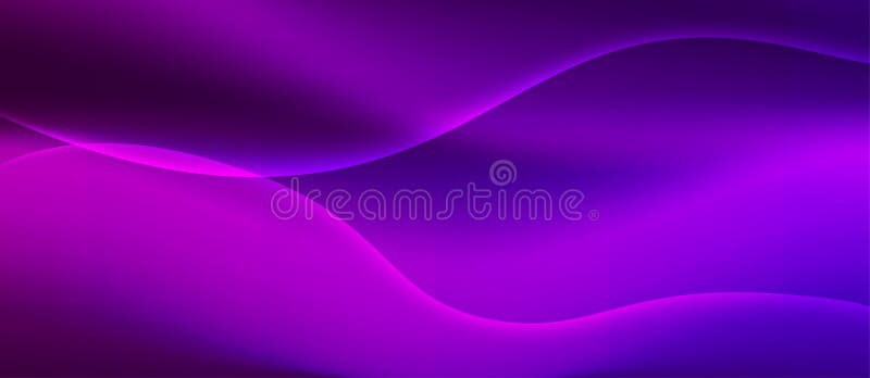Vector Abstract Curves in Shining Purple and Pink Background Banner