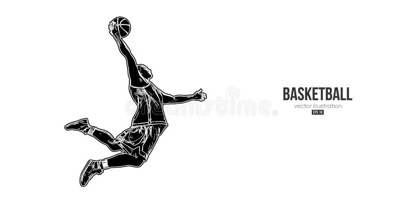 Abstract Basketball Player Man in Action Isolated White Background ...