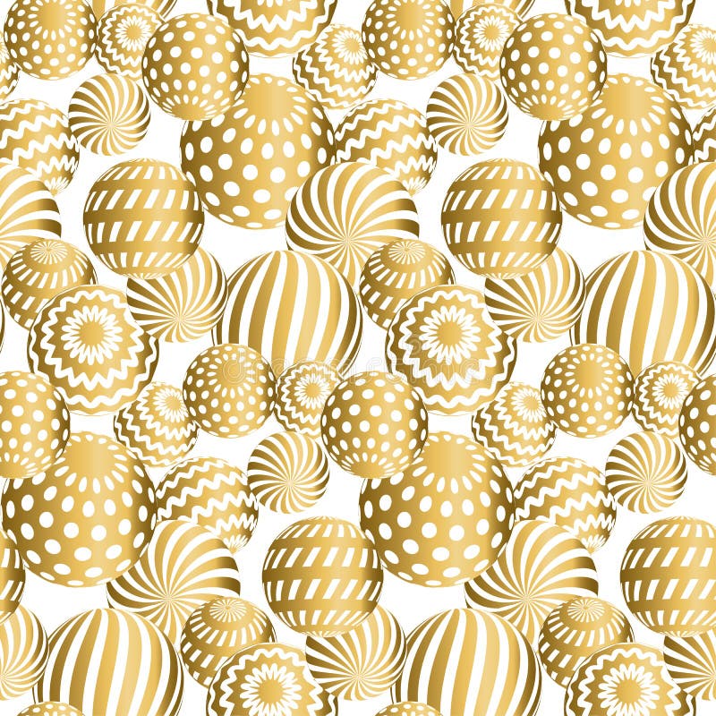 Abstract beads seamless pattern in gold xmas color