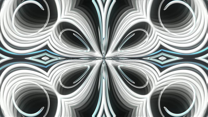 Abstract beautiful kaleidoscope background with glow lines like petals, 3d render computer generated backdrop stock illustration