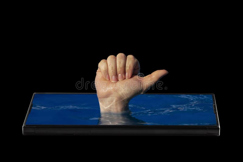 Abstract beeld van goedkeuring in sociale netwerken, dat op grote flardstokken uit het scherm van een smartphone, op een zwarte w stock foto's Abstract beeld van goedkeuring in sociale netwerken, dat op grote flardstokken uit het scherm van een smartphone, op een zwarte w stock foto's