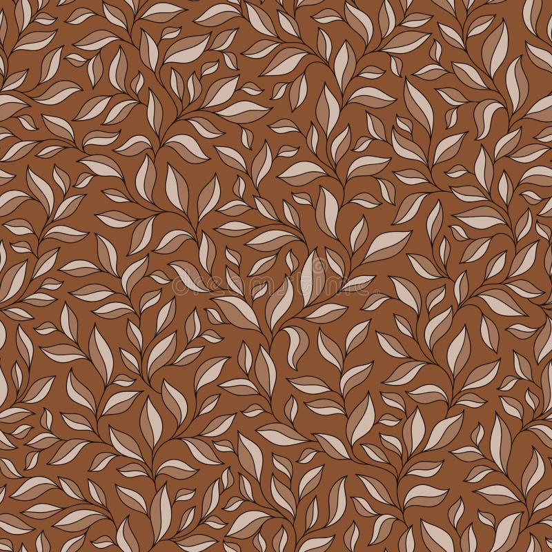 Abstract Beige Seamless Pattern with Leaves. Stock Vector