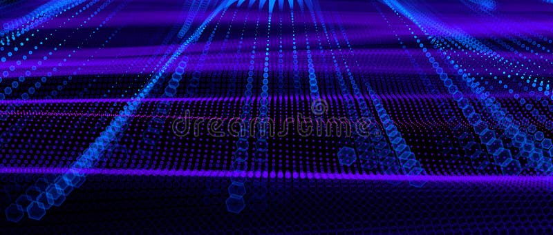 Abstract big data futuristic light wallpaper background design. Science dark pattern with structure mesh and circles