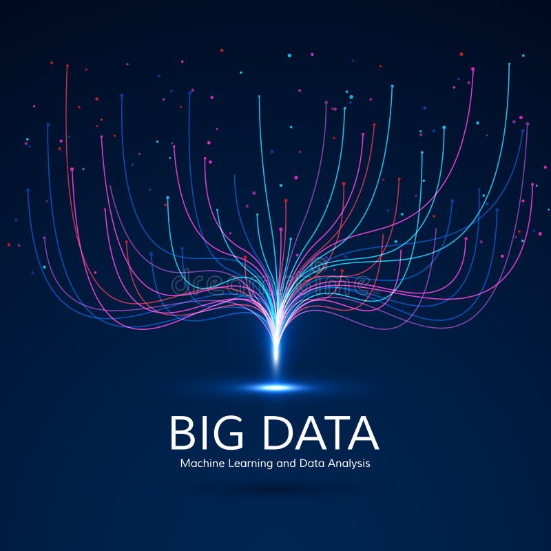 Abstract Big Data Visual Concept. Digital Technology Visualization. Machine Learning and Data Analysis. Dot and Connection Lines vector illustration