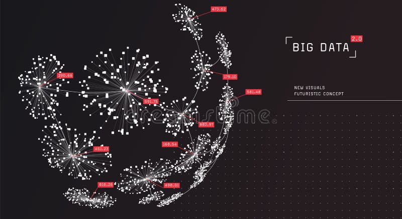 Abstract big data visualization. Visual information complexity. Information clustering representation. Global data network, globe royalty free illustration