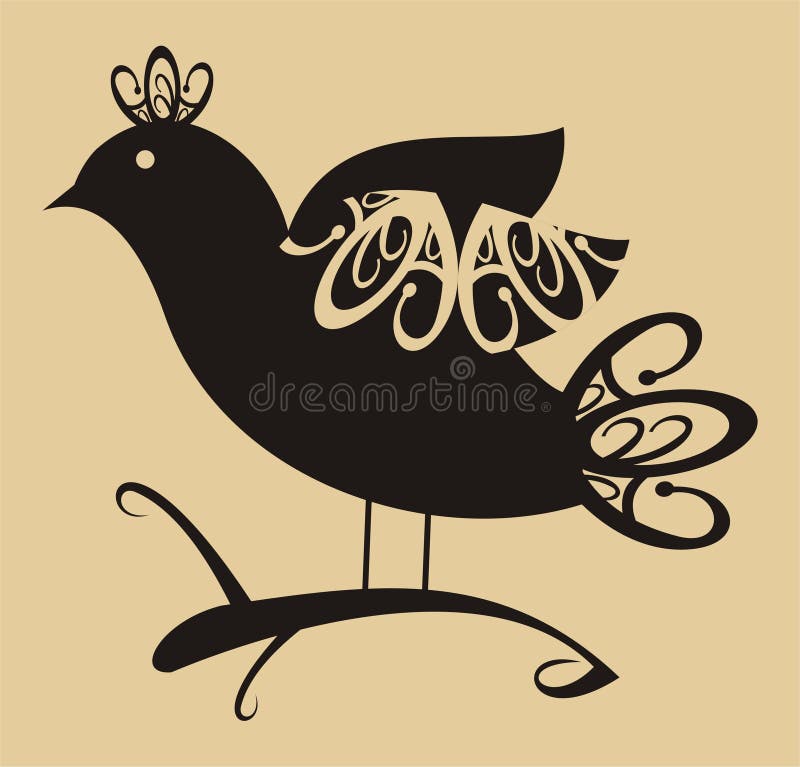 Abstract decorative bird on a branch. Abstract decorative bird on a branch
