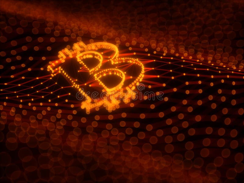 Abstract Bitcoin Sign Built as an Array of Transactions in Blockchain Conceptual 3d Illustration stock illustration