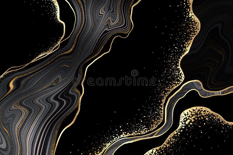 Abstract black agate background with golden veins, fake painted artificial stone, marble texture, luxurious marbled surface